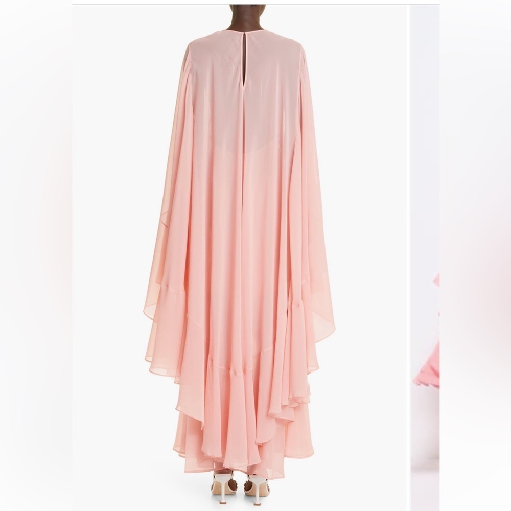St. John plunging illusion, flowing long sleeve silk gown. - Picture 5 of 14